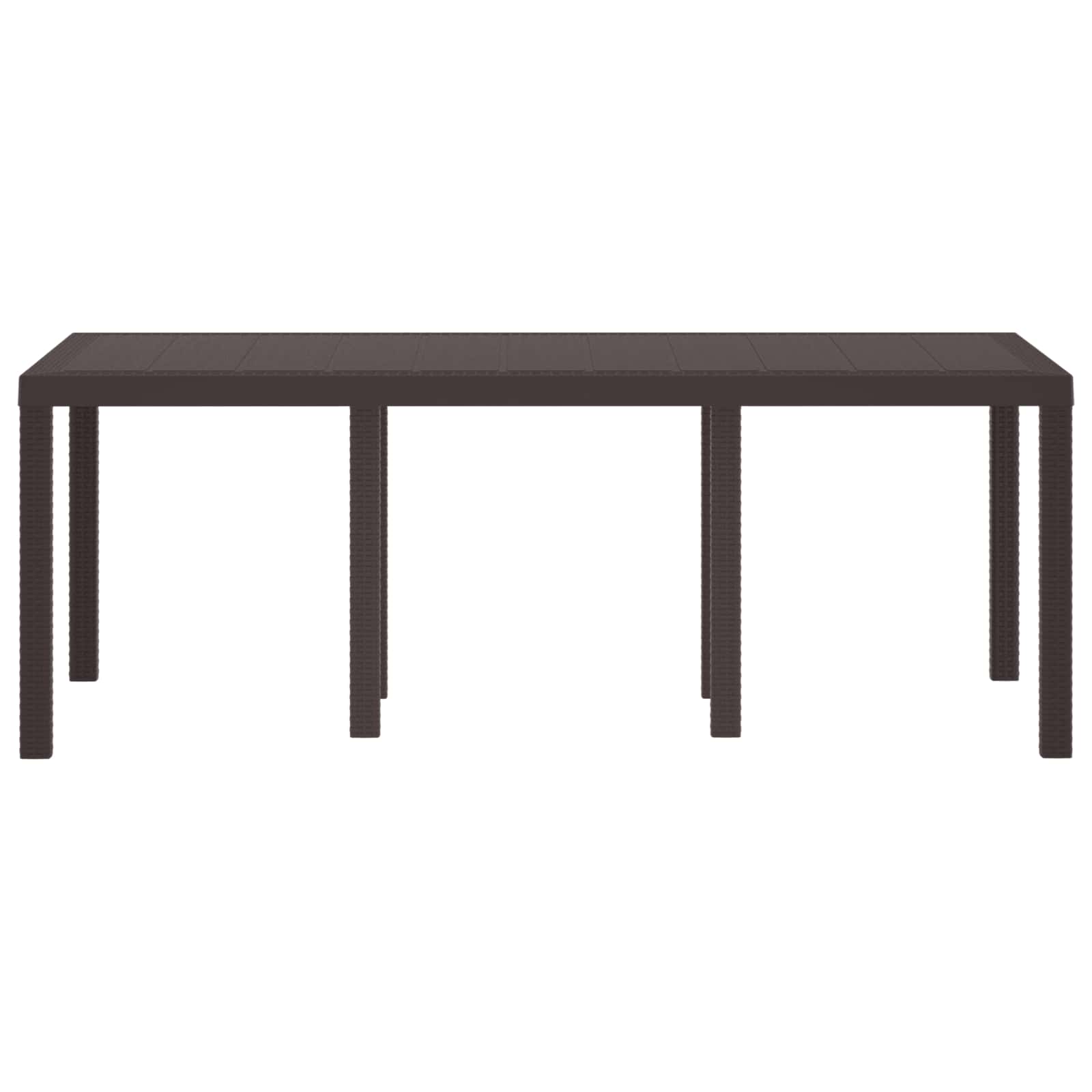 Gartentisch aus Poly-Rattan mit Stahlrahmen Braun 200 x 100 x 73 cm