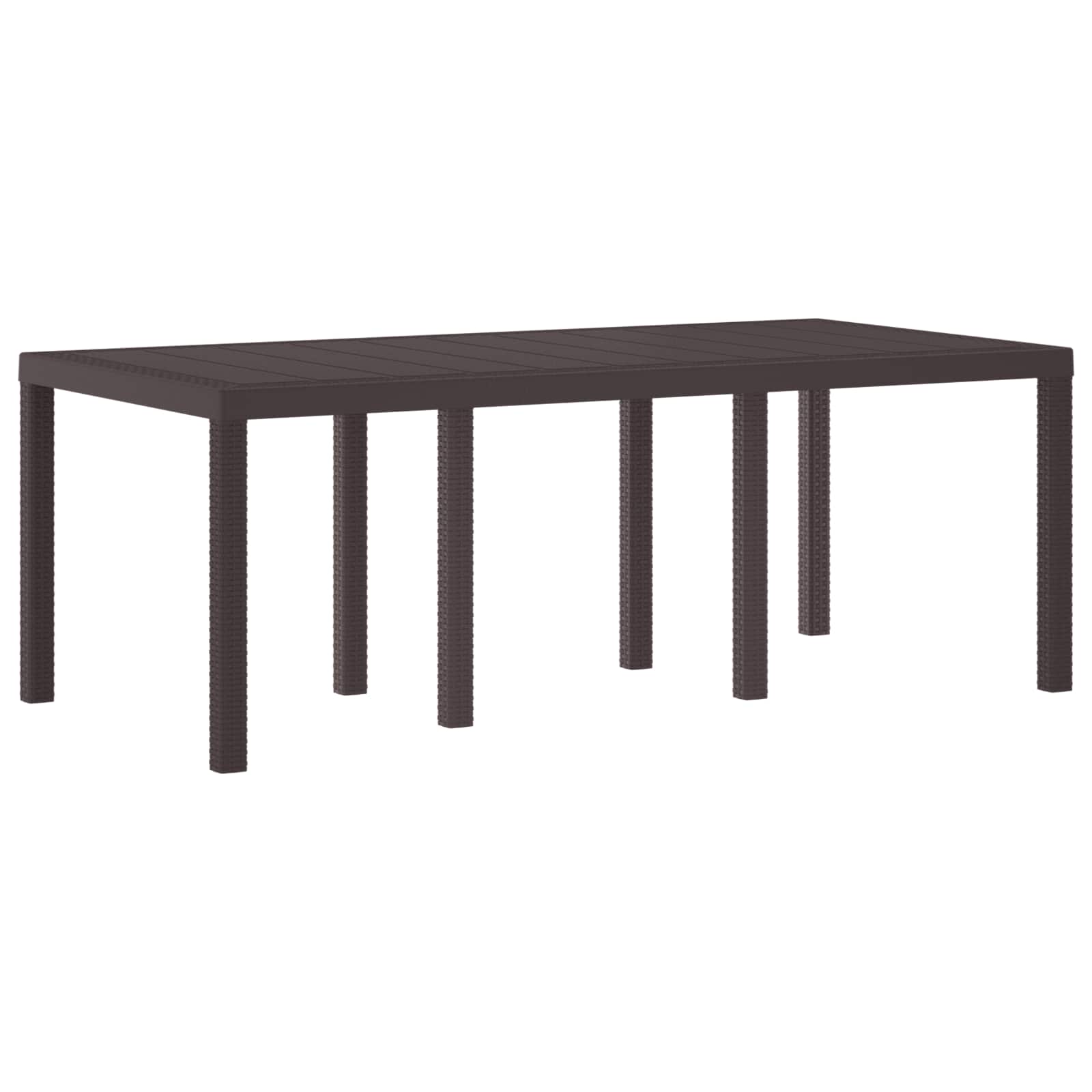 Gartentisch aus Poly-Rattan mit Stahlrahmen Braun 200 x 100 x 73 cm