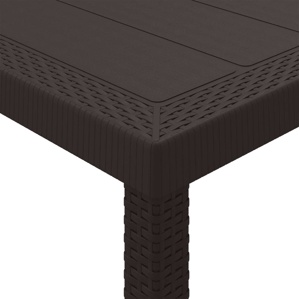 Gartentisch aus Poly-Rattan mit Stahlrahmen Braun 200 x 100 x 73 cm