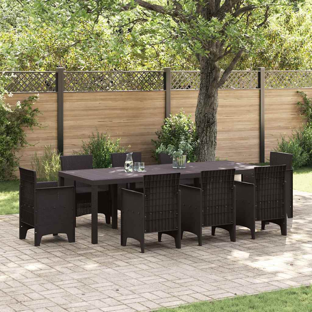 Gartentisch aus Poly-Rattan mit Stahlrahmen Braun 250 x 100 x 73 cm