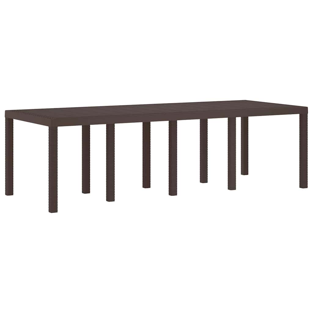 Gartentisch aus Poly-Rattan mit Stahlrahmen Braun 250 x 100 x 73 cm