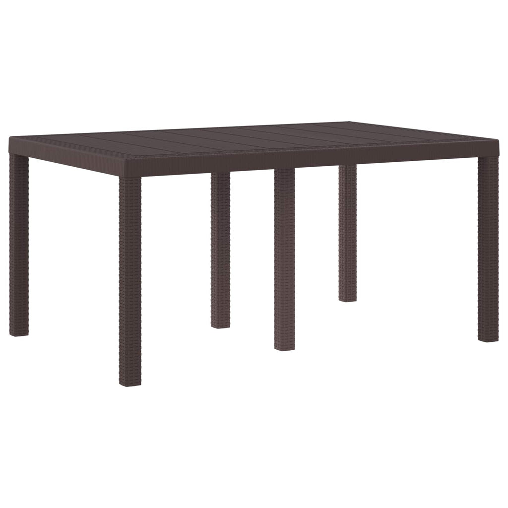 Gartentisch aus Poly-Rattan mit Stahlrahmen Braun 150 x 100 x 73 cm