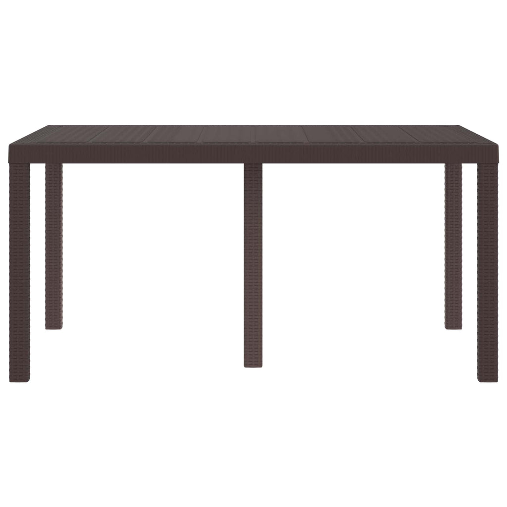Gartentisch aus Poly-Rattan mit Stahlrahmen Braun 150 x 100 x 73 cm