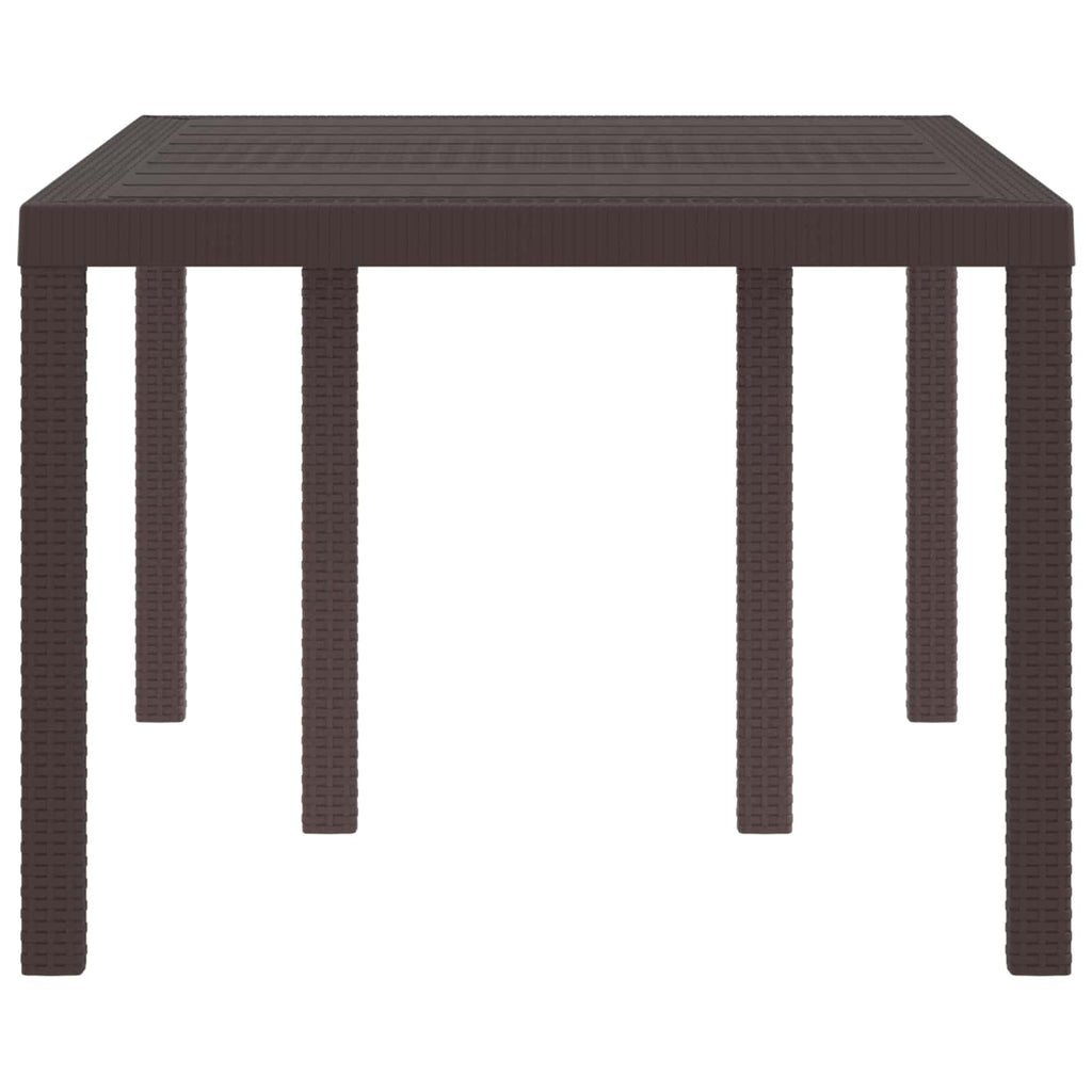 Gartentisch aus Poly-Rattan mit Stahlrahmen Braun 150 x 100 x 73 cm