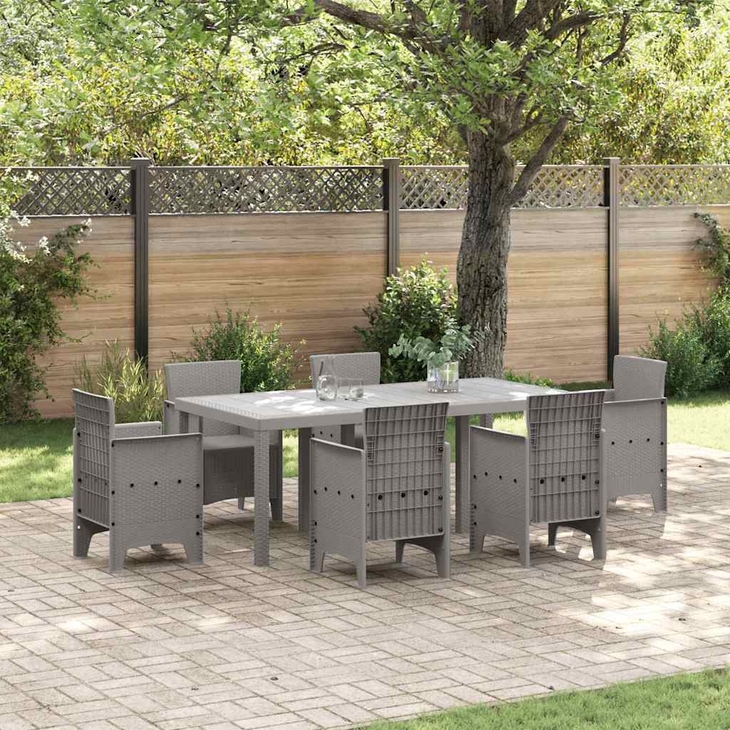 Gartentisch aus Poly-Rattan mit Stahlrahmen Grau 200 x 100 x 73 cm