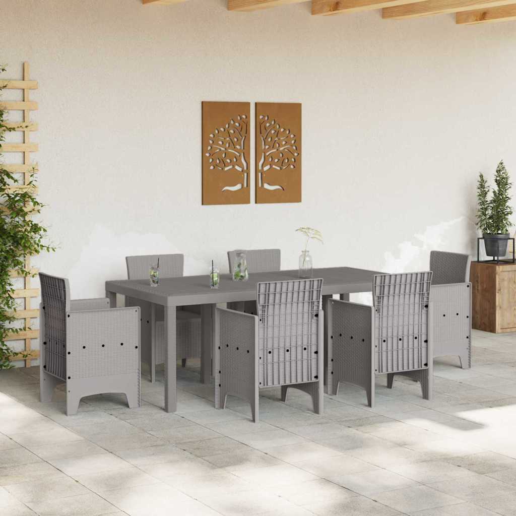 Gartentisch aus Poly-Rattan mit Stahlrahmen Grau 200 x 100 x 73 cm