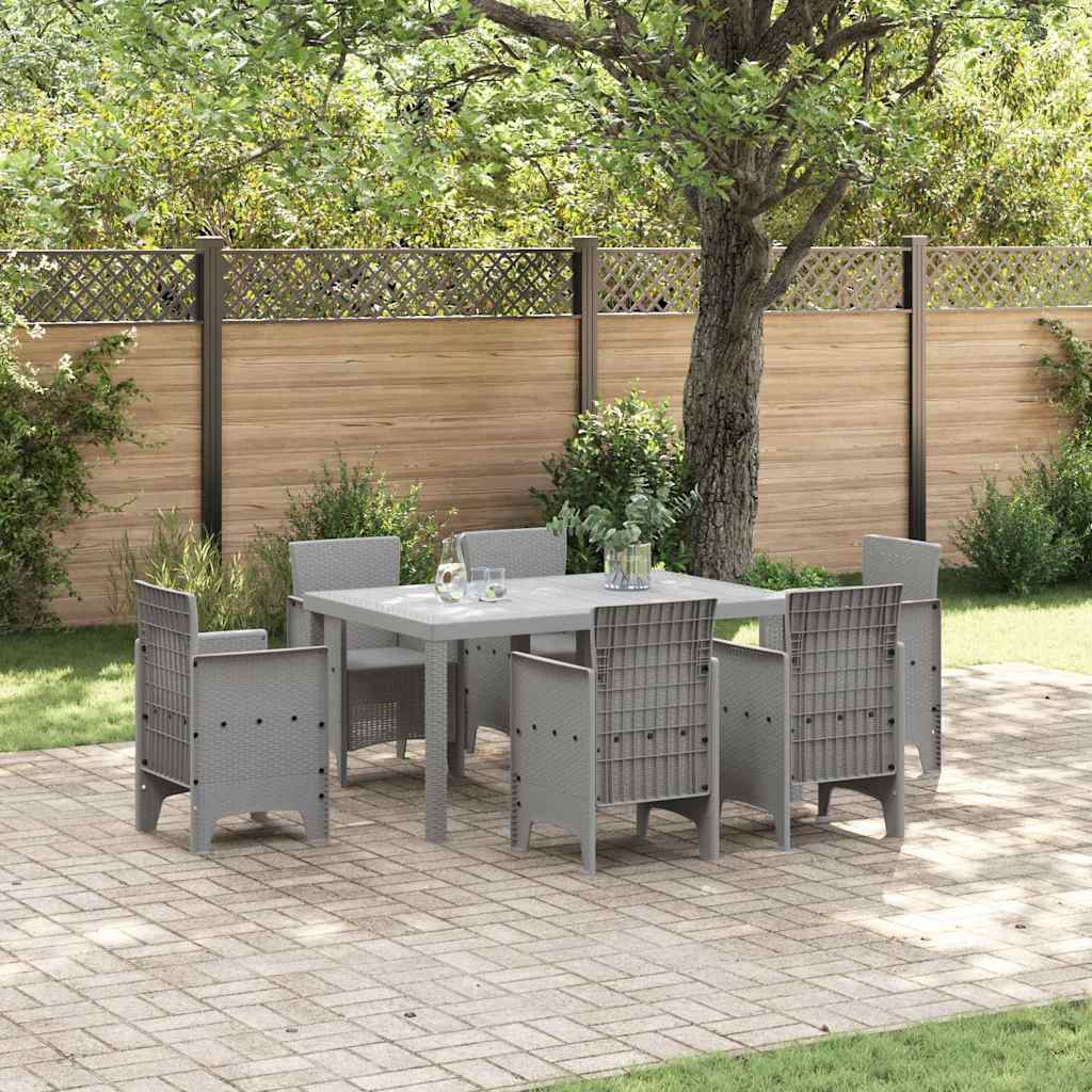 Gartentisch aus Poly-Rattan mit Stahlrahmen Grau 150 x 100 x 73 cm