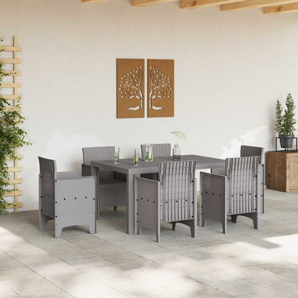 Gartentisch aus Poly-Rattan mit Stahlrahmen Grau 150 x 100 x 73 cm