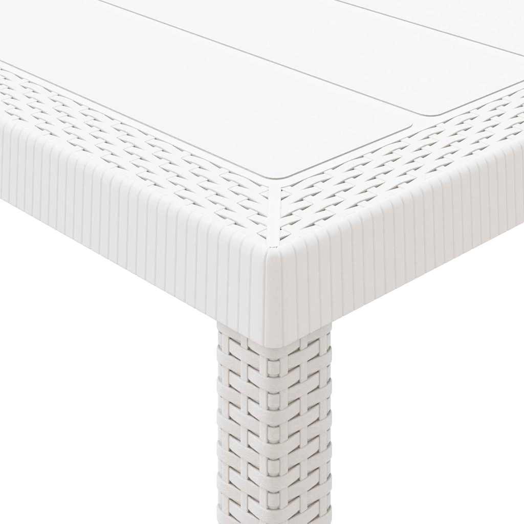 Gartentisch aus Poly-Rattan mit Stahlrahmen Weiß 150 x 100 x 73 cm