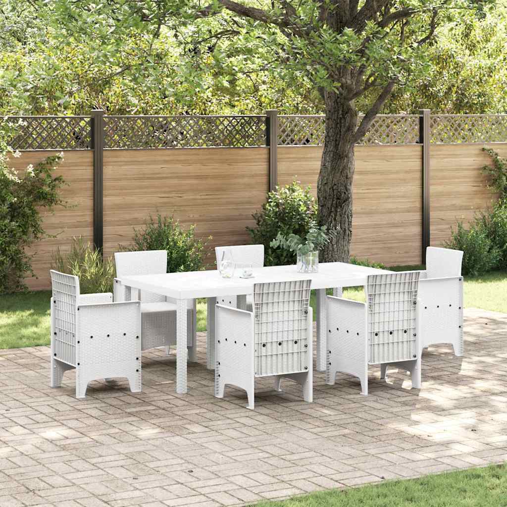 Gartentisch aus Poly-Rattan mit Stahlrahmen Weiß 200 x 100 x 73 cm