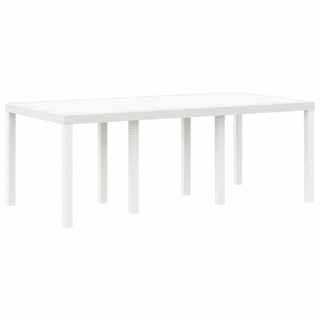 Gartentisch aus Poly-Rattan mit Stahlrahmen Weiß 200 x 100 x 73 cm