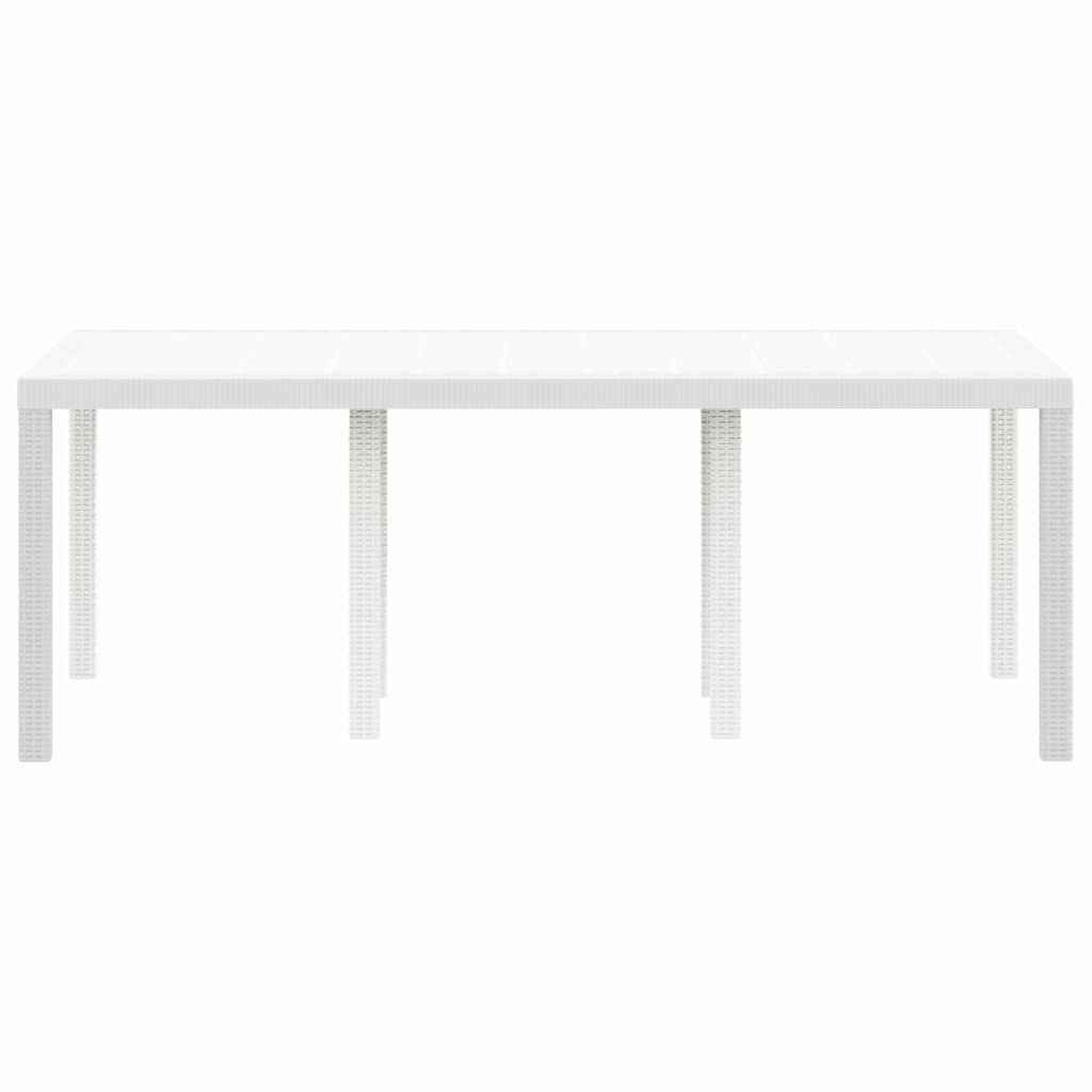 Gartentisch aus Poly-Rattan mit Stahlrahmen Weiß 200 x 100 x 73 cm