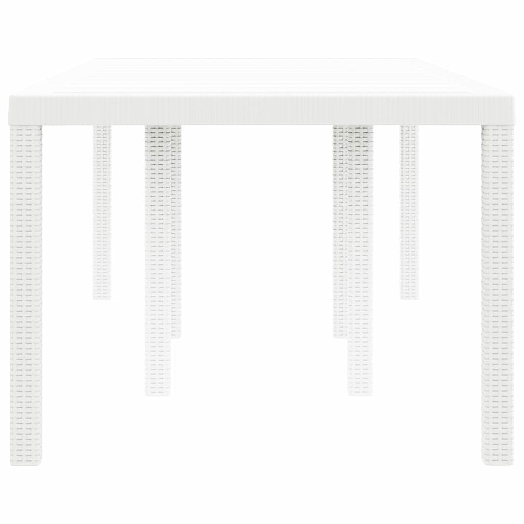 Gartentisch aus Poly-Rattan mit Stahlrahmen Weiß 200 x 100 x 73 cm