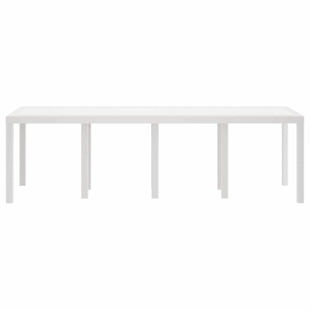 Gartentisch aus Poly-Rattan mit Stahlrahmen Weiß 250 x 100 x 73 cm