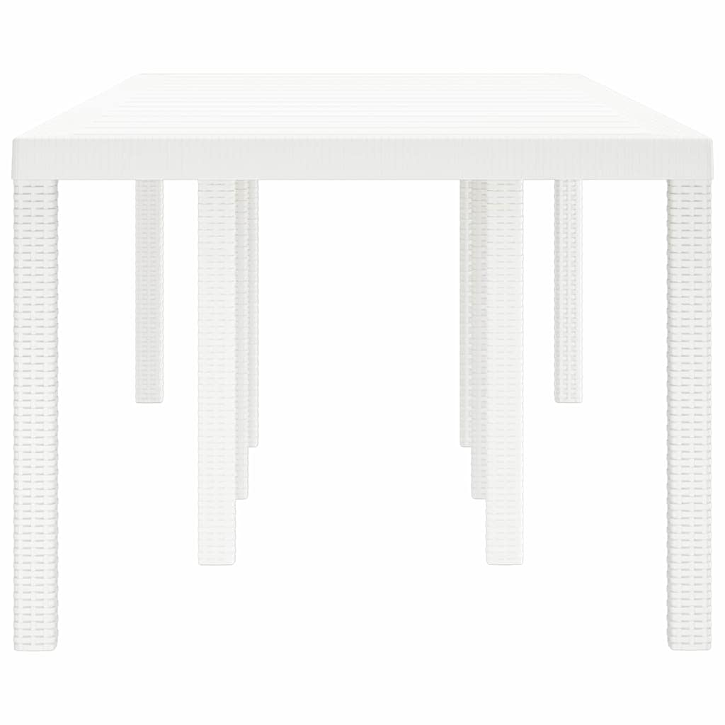 Gartentisch aus Poly-Rattan mit Stahlrahmen Weiß 250 x 100 x 73 cm
