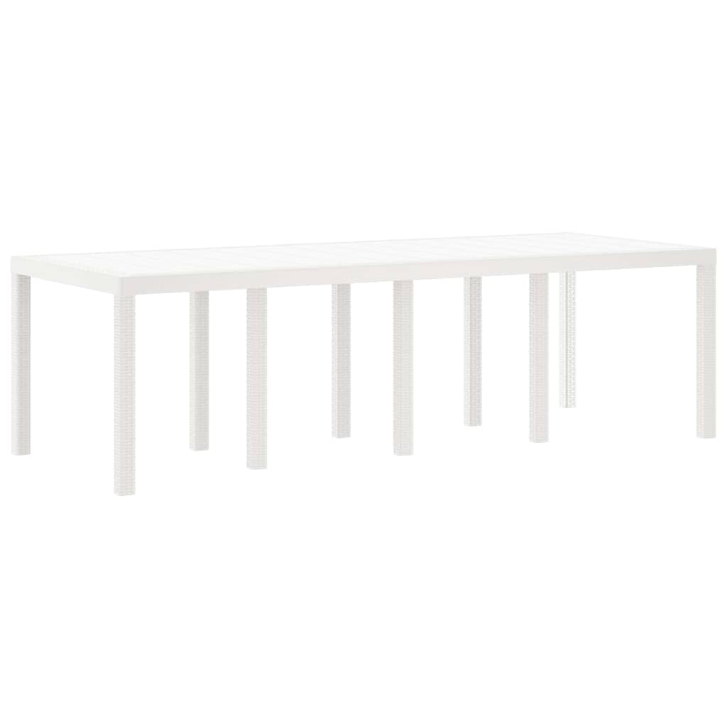 Gartentisch aus Poly-Rattan mit Stahlrahmen Weiß 250 x 100 x 73 cm