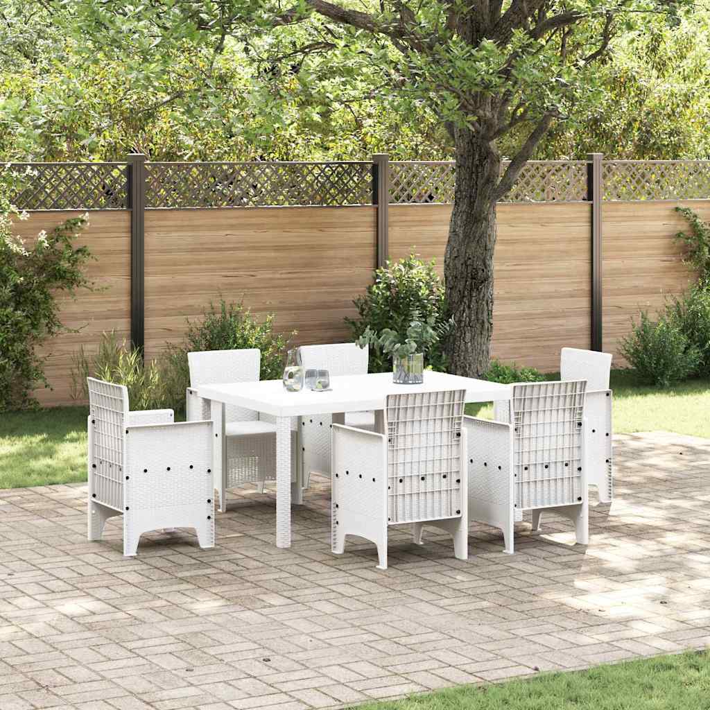 Gartentisch aus Poly-Rattan mit Stahlrahmen Weiß 150 x 100 x 73 cm