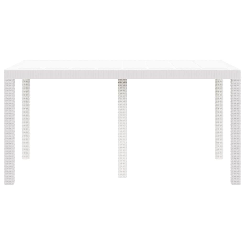 Gartentisch aus Poly-Rattan mit Stahlrahmen Weiß 150 x 100 x 73 cm