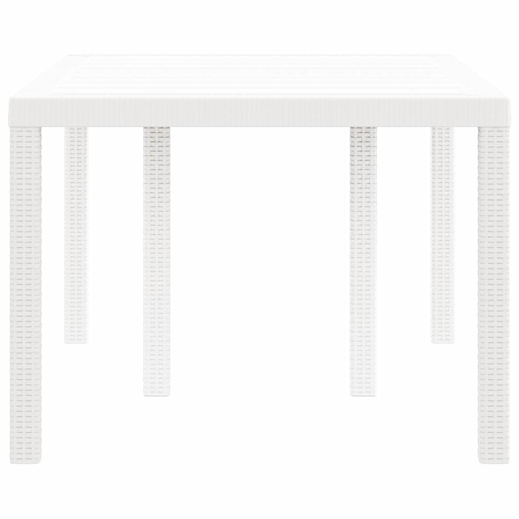 Gartentisch aus Poly-Rattan mit Stahlrahmen Weiß 150 x 100 x 73 cm