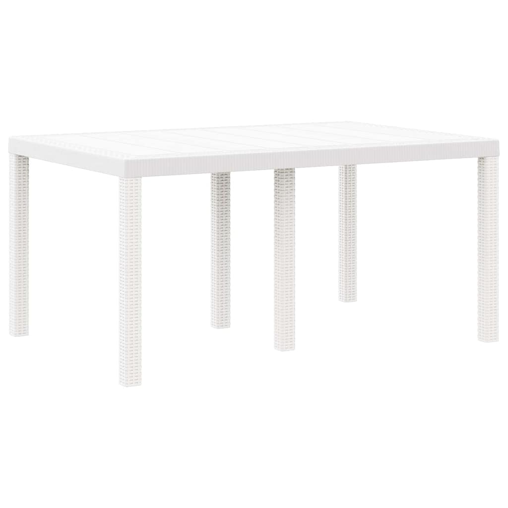 Gartentisch aus Poly-Rattan mit Stahlrahmen Weiß 150 x 100 x 73 cm