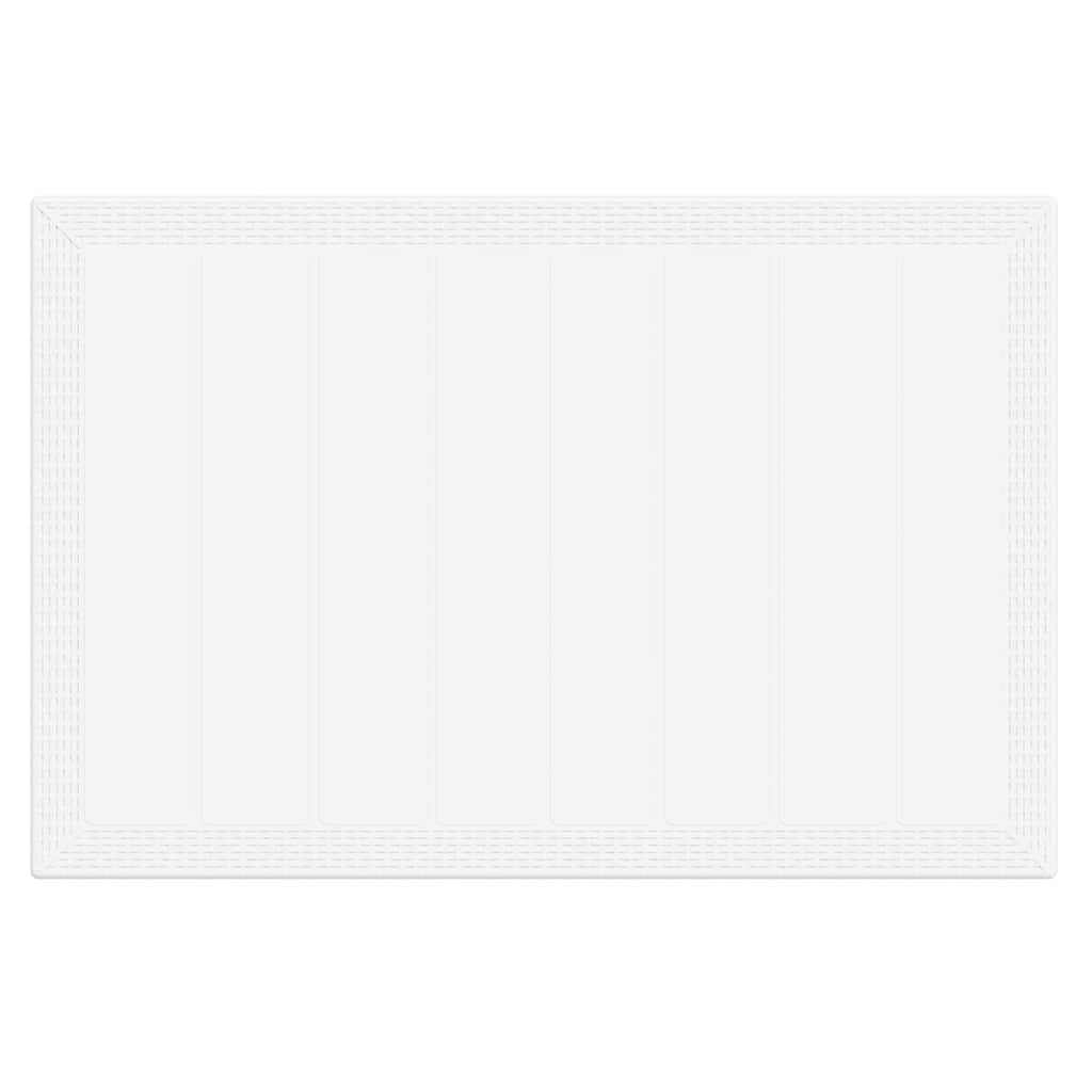 Gartentisch aus Poly-Rattan mit Stahlrahmen Weiß 150 x 100 x 73 cm