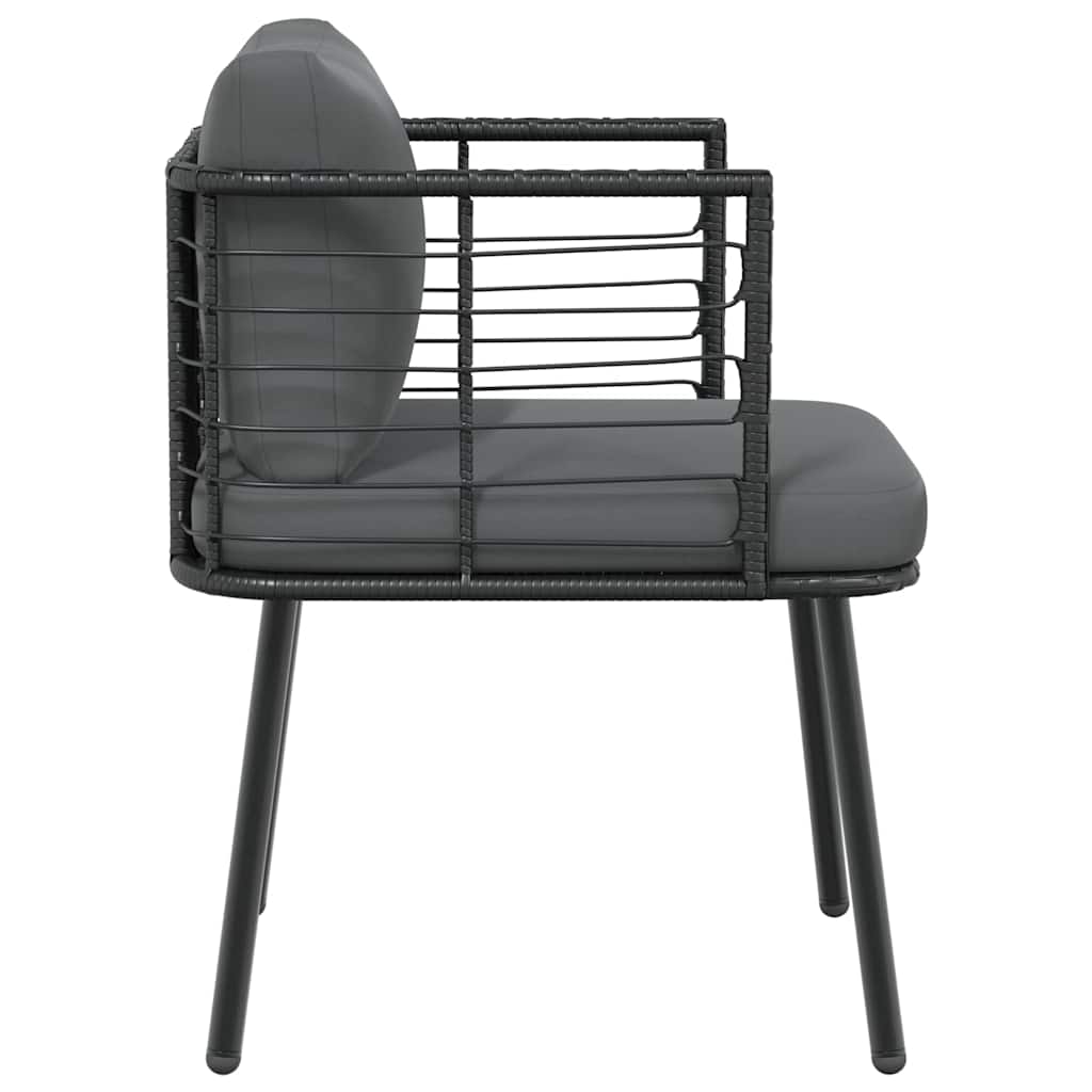Gartenstuhl aus PE-Rattan mit Kissen Schwarz 60 x 65 x 76 cm