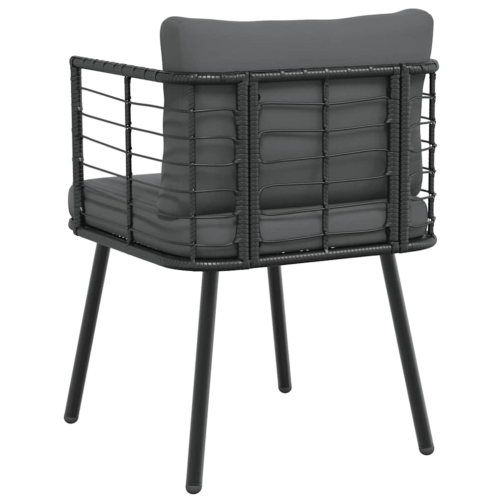 Gartenstuhl aus PE-Rattan mit Kissen Schwarz 60 x 65 x 76 cm