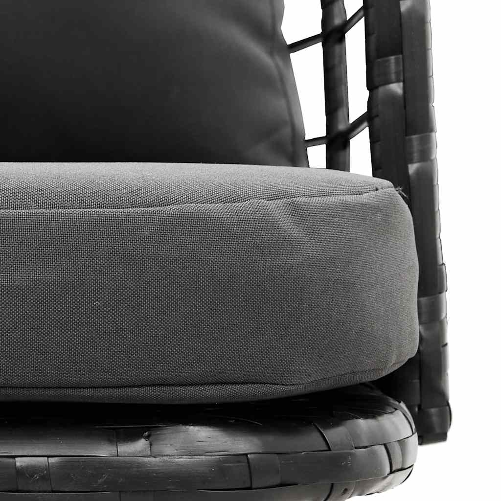 Gartenstuhl aus PE-Rattan mit Kissen Schwarz 60 x 65 x 76 cm