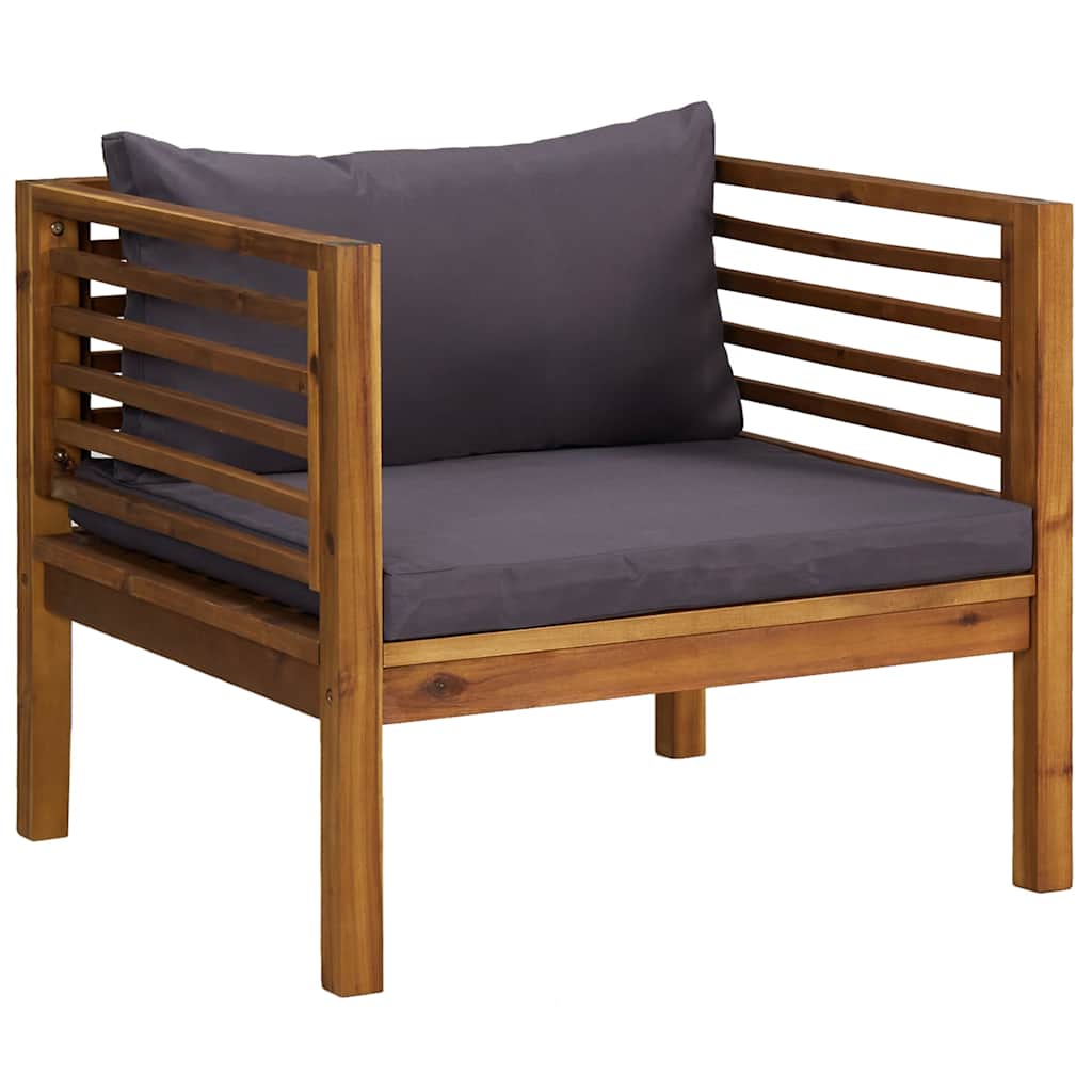 Gartenstuhl Akazie Massivholz mit Kissen Dunkelgrau 73 x 69 x 62,5 cm