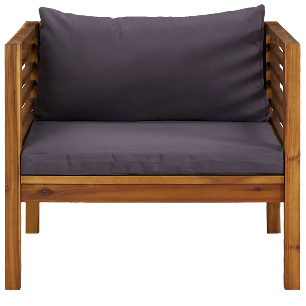 Gartenstuhl Akazie Massivholz mit Kissen Dunkelgrau 73 x 69 x 62,5 cm