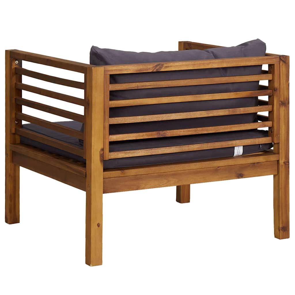 Gartenstuhl Akazie Massivholz mit Kissen Dunkelgrau 73 x 69 x 62,5 cm