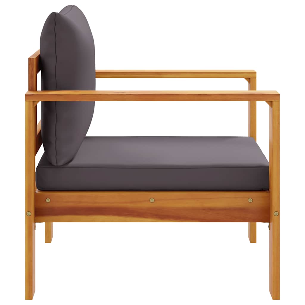 Gartensessel aus Akazienholz mit Kissen Dunkelgrau 68 x 68 x 64 cm