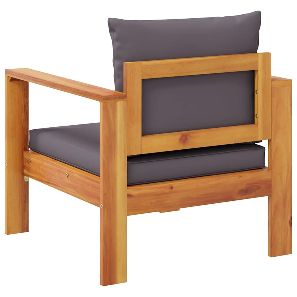 Gartensessel aus Akazienholz mit Kissen Dunkelgrau 68 x 68 x 64 cm