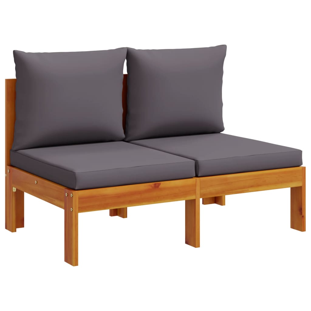 Gartensofa 2-Sitzer aus Akazienholz mit Kissen Dunkelgrau 106 x 68 x 64 cm