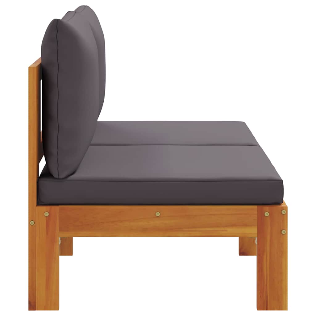 Gartensofa 2-Sitzer aus Akazienholz mit Kissen Dunkelgrau 106 x 68 x 64 cm