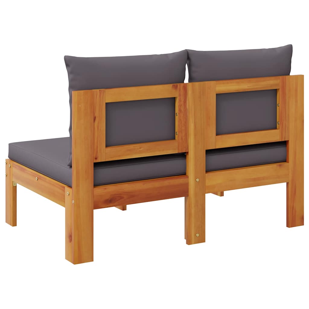 Gartensofa 2-Sitzer aus Akazienholz mit Kissen Dunkelgrau 106 x 68 x 64 cm