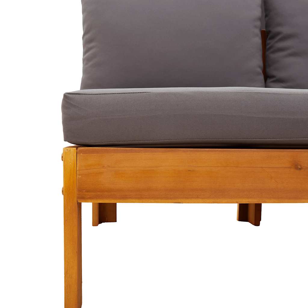 Gartensofa 2-Sitzer aus Akazienholz mit Kissen Dunkelgrau 106 x 68 x 64 cm