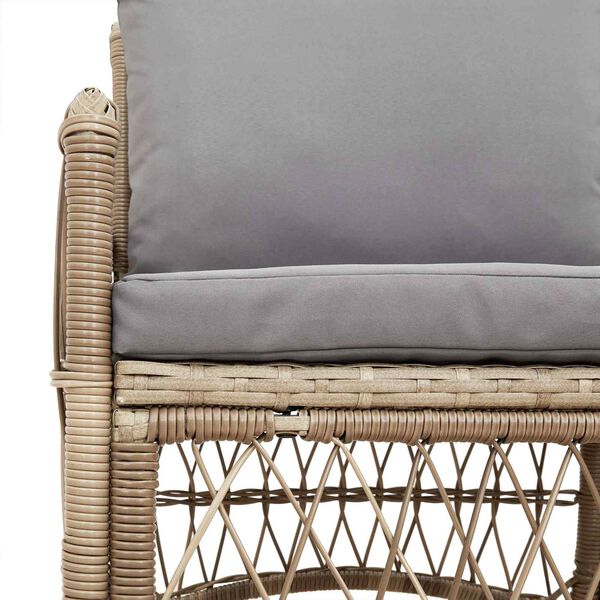 Gartenstuhl Poly-Rattan Beige und Hellgrau mit Kissen & Armlehnen 73 x 61 x 77 cm