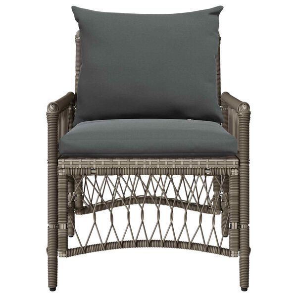 Gartenstuhl Poly-Rattan Grau und Dunkelgrau mit Kissen & Armlehnen 73 x 61 x 77 cm