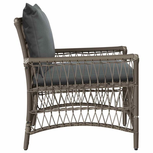 Gartenstuhl Poly-Rattan Grau und Dunkelgrau mit Kissen & Armlehnen 73 x 61 x 77 cm