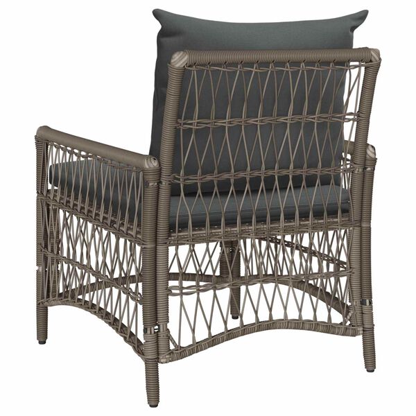 Gartenstuhl Poly-Rattan Grau und Dunkelgrau mit Kissen & Armlehnen 73 x 61 x 77 cm