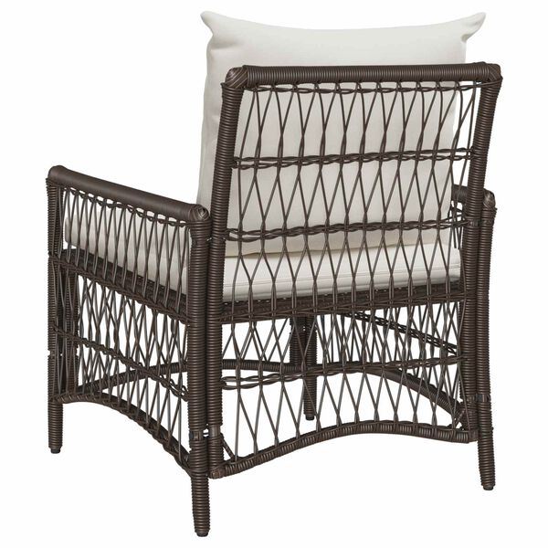 Gartenstuhl Poly-Rattan Braun und Cremeweiß mit Kissen & Armlehnen 73 x 61 x 77 cm
