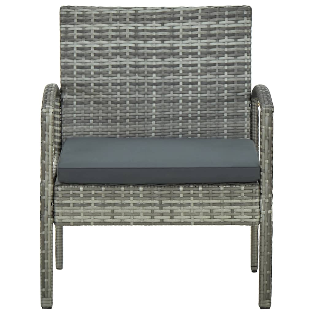 Gartenstuhl mit Kissen Poly-Rattan Grau Stahlgestell 58 x 58 x 72 cm