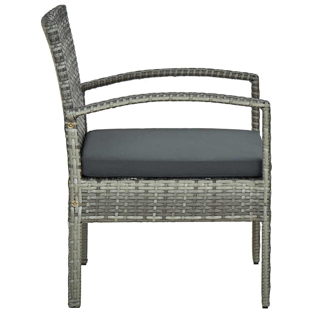 Gartenstuhl mit Kissen Poly-Rattan Grau Stahlgestell 58 x 58 x 72 cm