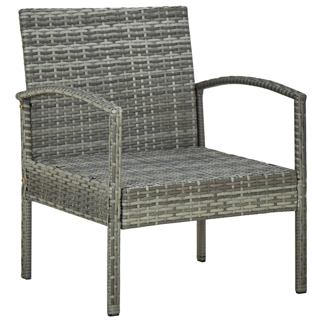 Gartenstuhl mit Kissen Poly-Rattan Grau Stahlgestell 58 x 58 x 72 cm