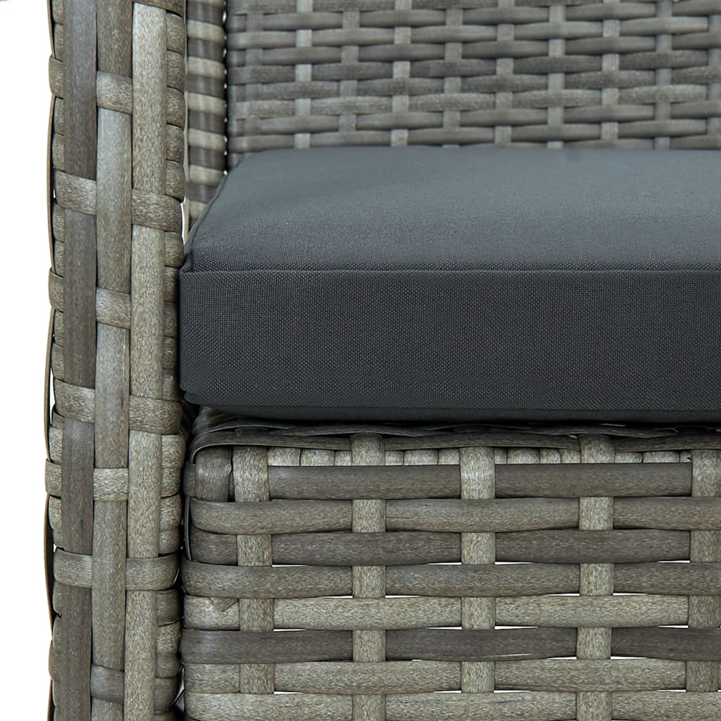 Gartenstuhl mit Kissen Poly-Rattan Grau Stahlgestell 58 x 58 x 72 cm