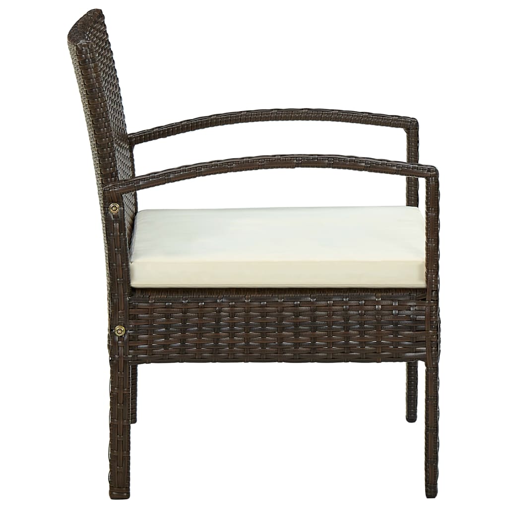 Gartenstuhl mit Kissen Poly-Rattan Braun Stahlgestell 58 x 58 x 72 cm