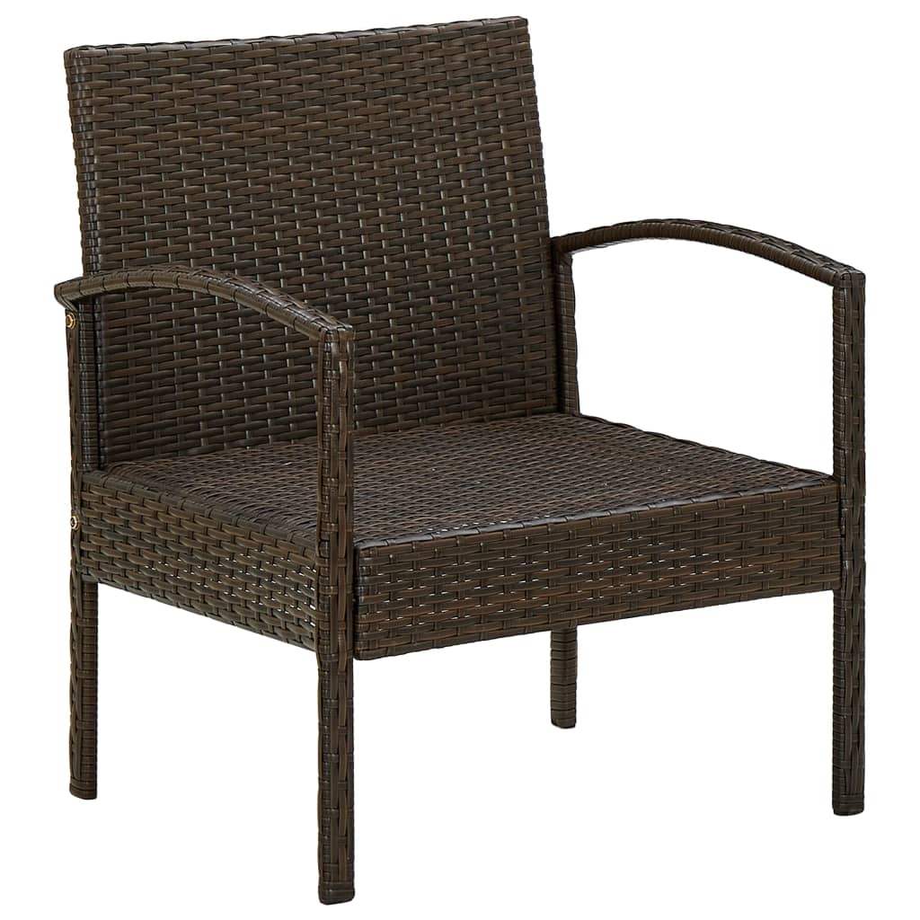 Gartenstuhl mit Kissen Poly-Rattan Braun Stahlgestell 58 x 58 x 72 cm