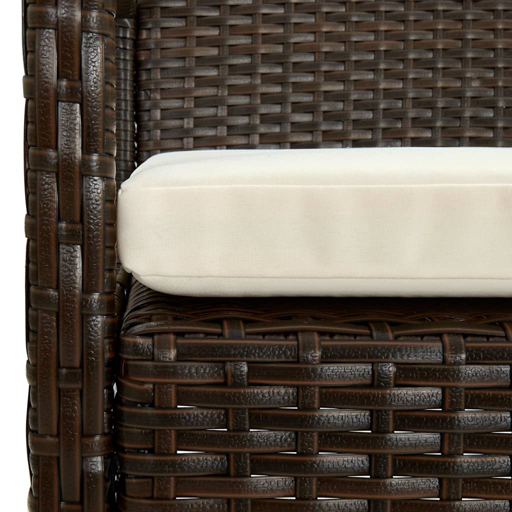 Gartenstuhl mit Kissen Poly-Rattan Braun Stahlgestell 58 x 58 x 72 cm