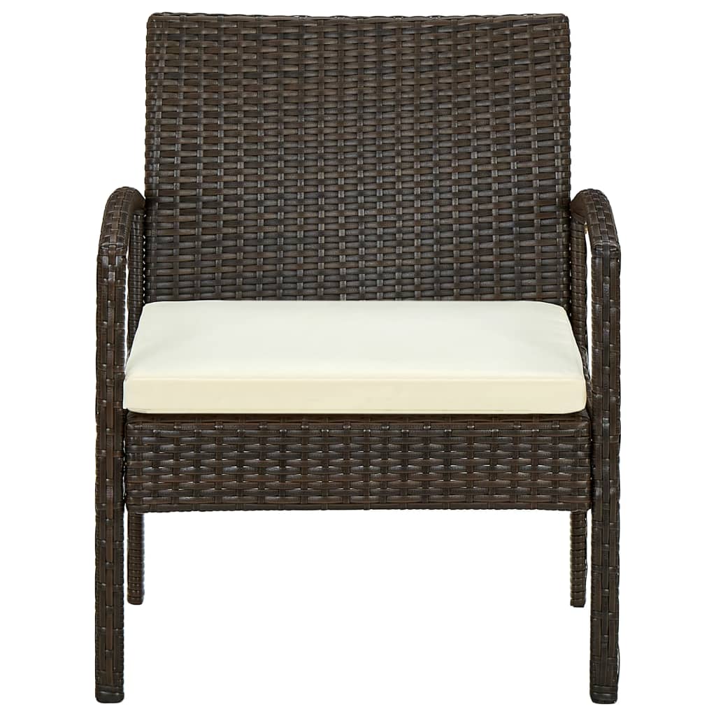 Gartenstuhl mit Kissen Poly-Rattan Braun Stahlgestell 58 x 58 x 72 cm